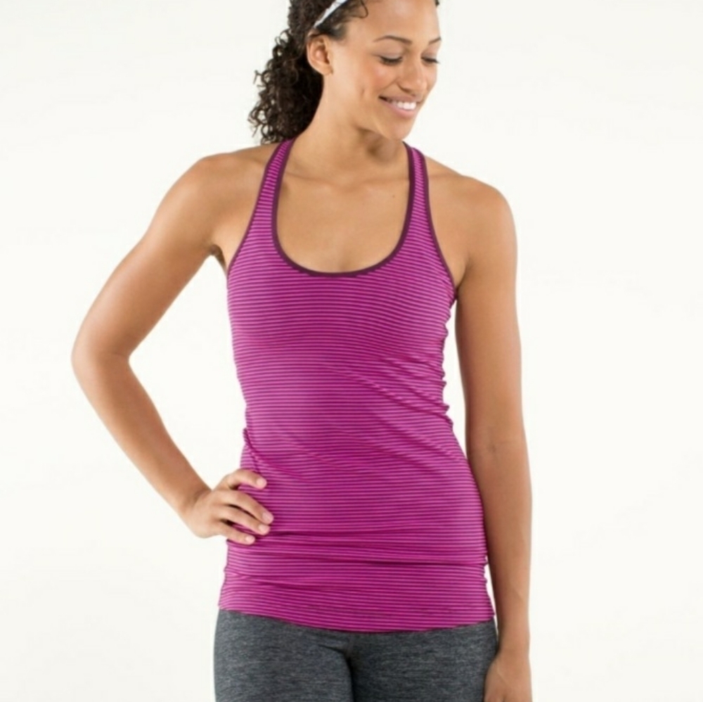 𝅺Lululemon Cool Racerback Tank Top Size 6 Raspberry Glow Plum - Picture 3 of 10